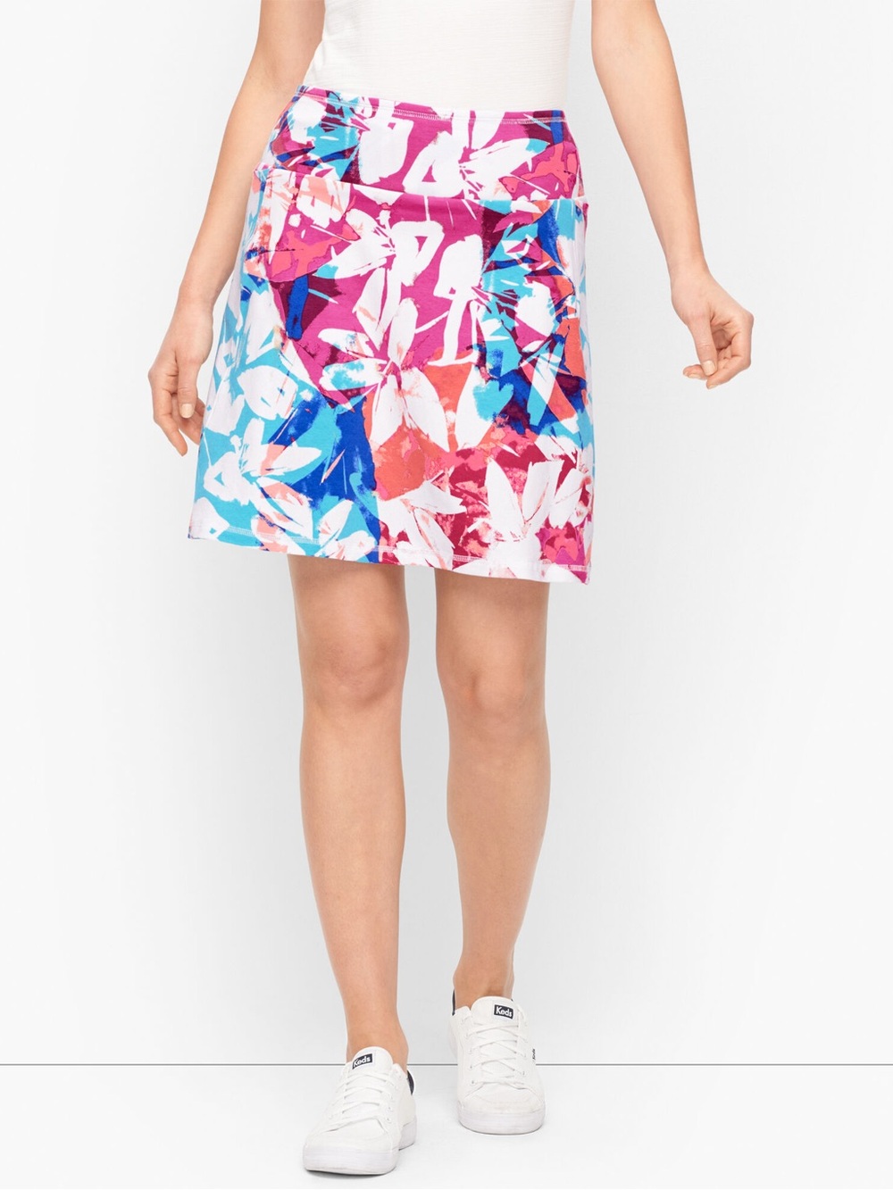 T by Talbots everyday stretch skort colorful brushed floral print comfort size M